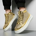 thumbnail image 3 of LASUDRAA Mens and Womens Ankle Couple Shoes Sequins Trendy High Top Street Dance Casual Board Shoes, 3 of 8