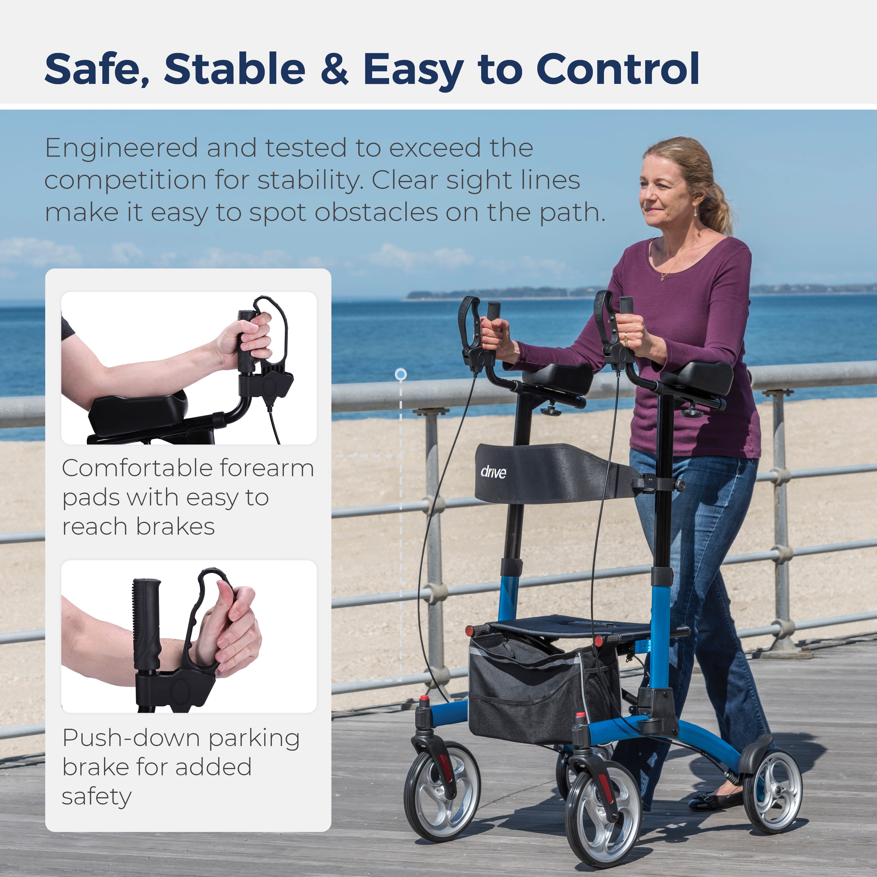 Drive Medical Elevate Upright Walker, Blue