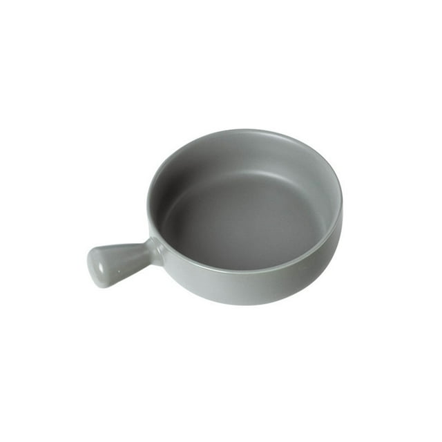 Youkk Ceramic Salad Bowl Handled Solid Color Adorable Washable Cute Home Breakfast Dinner Soup Fruit Bowls Tableware Grey