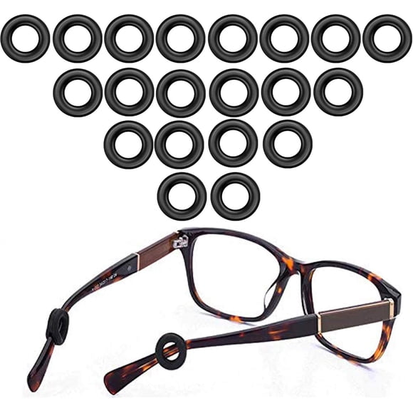 Silione Eeglasses Temple Tip Sleeve Retainer ,Anti-Slip Round Comfort Glasses Retainers For Spectacle Sunglasses Reading Glasses Eyewear, 10 Pairs (Black)