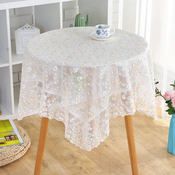 Exquisite Floral Lace Square Tablecloth Sheer Lightweight Decorative Cover Ideal For Dining Room Kitchen Party And Holiday Tabletop Decoration