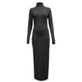 thumbnail image 4 of Conairie Bodycon Dresses for Women Solid Color Crew Neck Slim Elegant Long Sleeve Dress Comfort Spring Fall formal Dresses Black L, 4 of 5