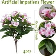 thumbnail image 2 of Topboutique Artificial Silk Flowers Silk Flowers Bouquet Realistic Impatiens Bouquet Fake Plants Flowers Faux Impatiens Bushes for Wedding Garden Porch Patio Balcony Decoration,4 Pcs-Pink, 2 of 6