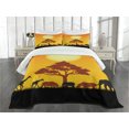 thumbnail image 3 of Ambesonne Savannah Quilted Bedspread Set 3 Pcs, Wildlife Animals Elephants, King Size, Chocolate Orange and Black, 3 of 5