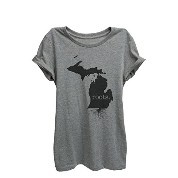 Home Roots State Michigan Womens Relaxed T-Shirt Tee Heather Grey - 2XL