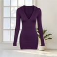 thumbnail image 5 of GUACER Halloween Dresses for Women Hooded Deep V Neck Long Sleeve Stretch Bodycon Mini Dresses for Party Fall Winter Club Night Out, 5 of 5