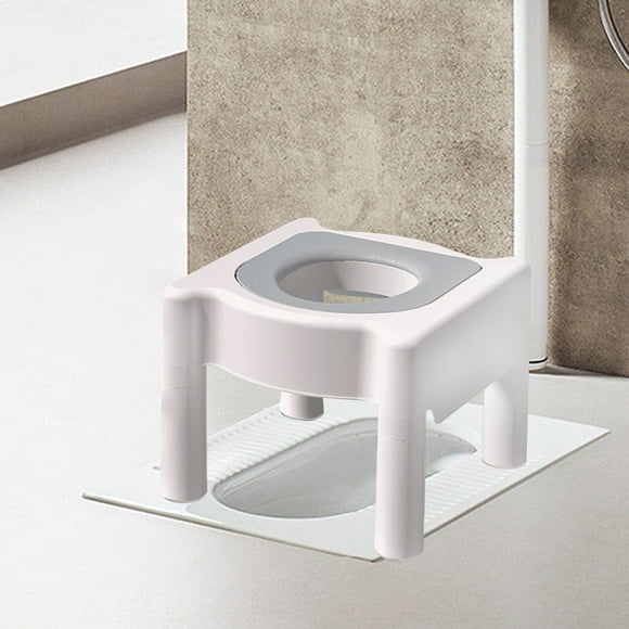 Taburete de inodoro en cuclillas para personas mayores, silla movible para baño, taburete ligero de fondo estable para el hogar, taburete portátil de Techo blando de PU blanco Salvador Asiento de inodoro en cuclillas