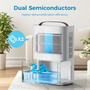 KLOUDIC Dehumidifier for Home, 90 oz Portable Water Tank,Sleep Mode,Timer,Washable Filter,Ultra Quiet Small Dehumidifiers for Bathroom Bedroom with Auto Shut off