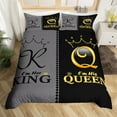 thumbnail image 2 of King And Queen Couple Comforter Cover Twin For Men Women,Black Grey Gold Crown Duvet Cover Mr Mrs His Her Bedding Set Romantic Valentine'S Day Wedding Gifts Bed Set Bedroom Decor（No Comforter）, 2 of 5