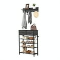 thumbnail image 3 of Cfowner 4-Tier Coat and Shoe Rack for Entryway Organizer, Freestanding Hall Show Rack with Storage and Hooks, Black, 3 of 7