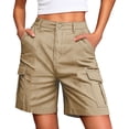 thumbnail image 2 of VBVC Women's Mid Rise Cargo Shorts,Button Closure Breathable Bottoms For Women,Ladies Durable Summer Shorts with Side Pockets,Khaki,S-2XL, 2 of 9