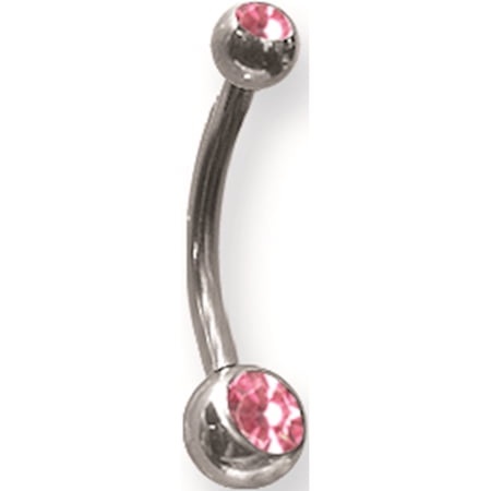 Designer Stainless Steel Sgss Int Thrd Curv Bbs W 2 Gem Balls 14G (1.6Mm) 7/16 (12Mm) Long T Made In China -Jewelry By Sweet Pea Creations