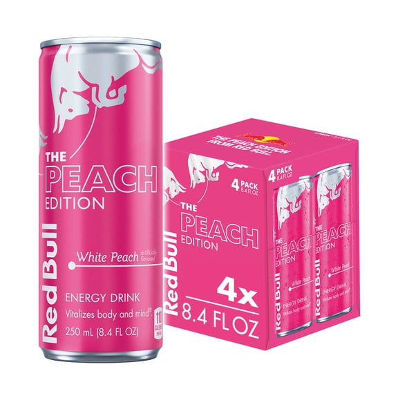 Red Bull Peach Edition Energy Drink,  White Peach,  8.4 fl. oz.,  Pack of 4