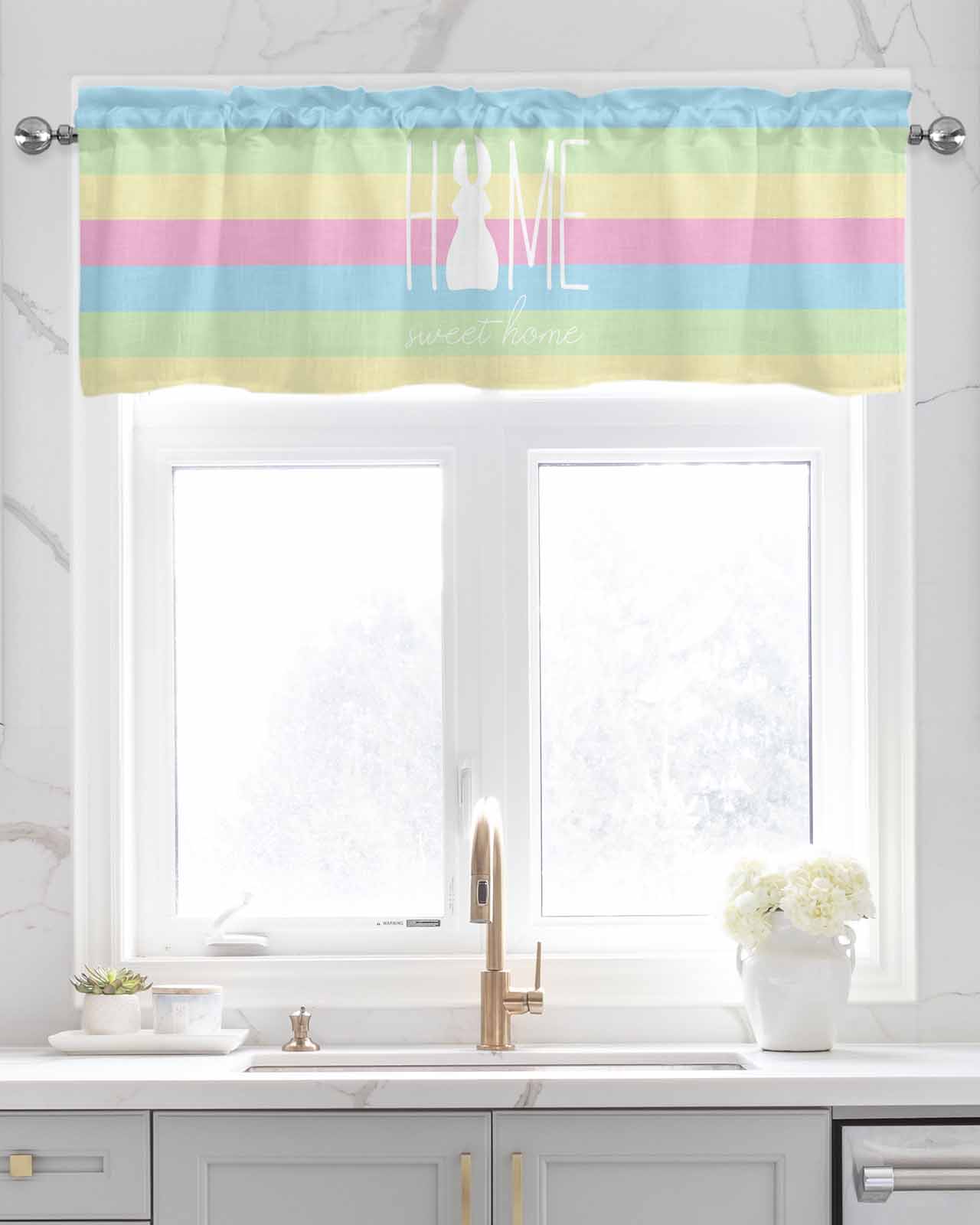 Easter Bunny Linen Curtain Valance for Bedroom/Bathroom/Kitchen/Office ...