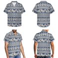 thumbnail image 3 of Jiueut Hibiscus Monstera Palm Leaves Geometric Pattern Matching Hawaiian Outfits Men's Button Shirt Women's Summer Scoop Neck Tank Dress Mini Sundresses, Holiday Matching Outfits, 3XL, 3 of 5