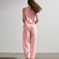 thumbnail image 4 of DHFJKG Linen Sets For Women 2 Piece Sleeveless Deep V Neck Tank Top Wide Leg Pants Beach Vacation Outfits, 4 of 6