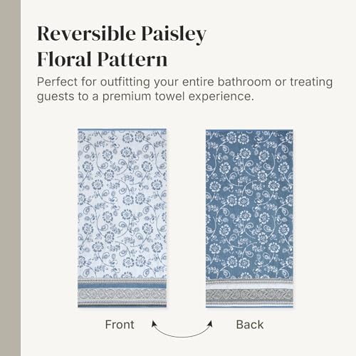 6 Piece Set, 2 Bath Towels, 2 Hand Towels, 2 Washcloths Yarn Dyed Jacquard/Solid Towel Set Ophelia Blue