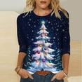 thumbnail image 3 of Gfyviroh Women's Tshirt Tops 3/4 Sleeve Pullover Crewneck Tops Casual Christmas Tree Printing Plus Size Loose Tops, 3 of 5