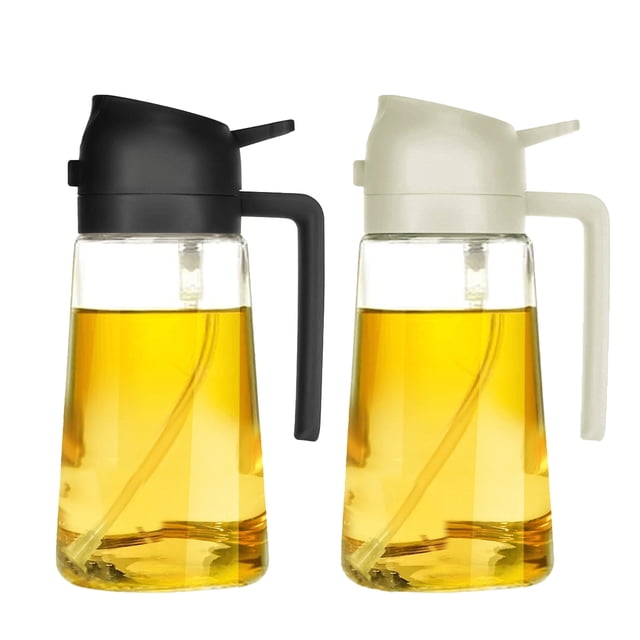 Botella dispensadora de aceite de 16 oz para cocina - Dispensador de aceite de oliva 2 en 1 y pulverizador de aceite - Botella de aceite de oliva de 470 ml - Pulverizador de aceite para cocinar,
