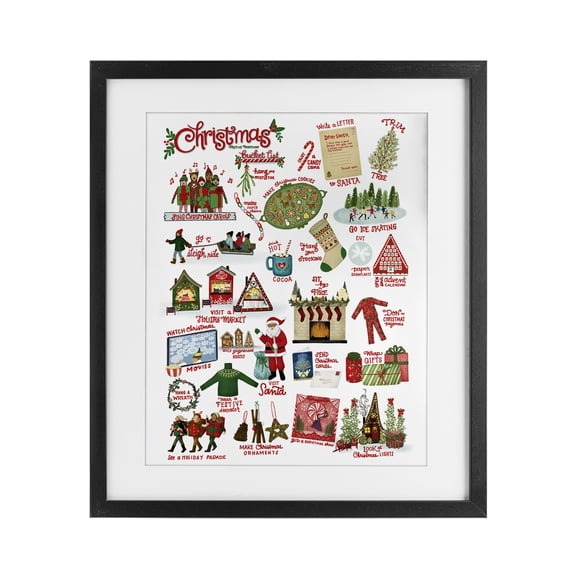 Stupell Industries Traditional Fun Christmas Traditions Black Framed Print Under Glass, 13 x 16, by Giao Williams