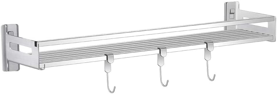 Modern 304 Stainless Steel Chrome Bathroom Towel Rack Shelf with 3 Hooks