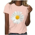 thumbnail image 2 of Womens Round-Neck Blouses Short Sleeved T Shirts Daisy Flower Print Top, 2 of 4