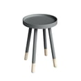 thumbnail image 3 of Lavish Home Mid-Century Modern Round End Side Table with Tray Top – Living Room, Bedside & Decor, Gray, 3 of 7