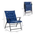 thumbnail image 3 of Outsunny Foldable Lounge Chair, Fabric Upholstered Recliner, Outdoor Lounger with Armrest, Metal Frame Camping Beach Chair for Poolside, Deck, Backyard, Blue, 3 of 9