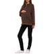 thumbnail image 2 of Blusa de maternidad INSPIRE CHIC para mujeres, camiseta de algodón con cuello simulado, media cremallera, mangas largas, con abertura lateral, cuello de tortuga a rayas, embarazo, color marrón, 2 of 6