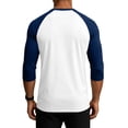 thumbnail image 4 of Fabrcox Men's 3/4 Sleeve Shirts Raglan Crew Neck Mens Baseball Shirt Color Block Lightweight Outdoor Sports Workout Shirt Men Blue XL, 4 of 5