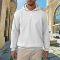 thumbnail image 2 of UVEASISHA 1/4 Zip Up Hoodie Mens Long Sleeve Drawstring Hooded Sweatshirts Quarter Zipper Casual Pullover Tops Hipster Fashion Hoodies White M, 2 of 7