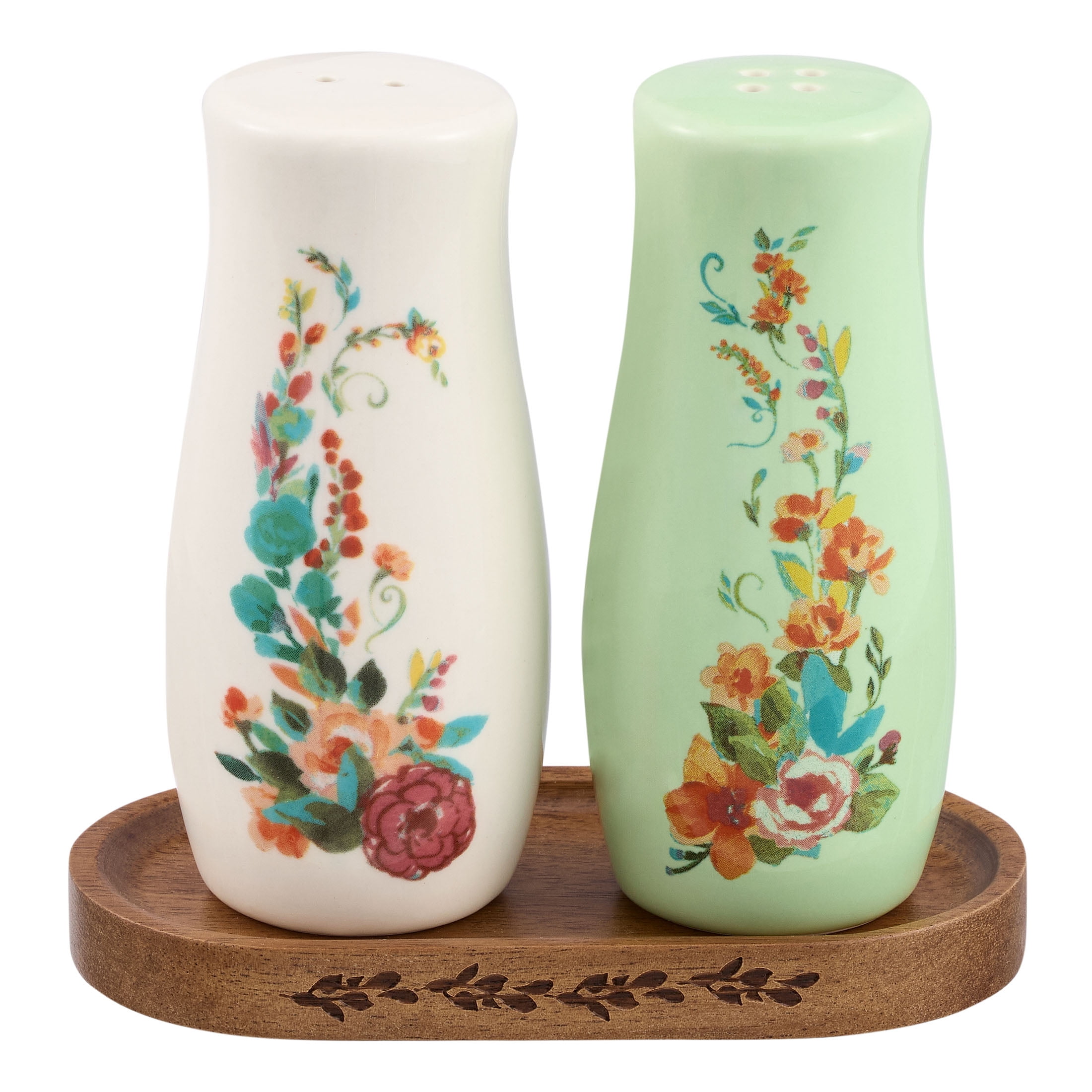 The Pioneer Woman Salt & Pepper Shakers with Acacia Wood Tray