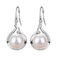 thumbnail image 1 of Gran Perla Pendientes Rhinestone Thin Dangle Plata Perla Elegante Rhinestone Pendientes Boda Mujeres Joyería Pendientes de perlas para las mujeres, 1 of 7
