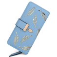 thumbnail image 2 of Bolso de herramientas para mujer, largo y corto, de cuero, con clip para billetes, tarjetero, monedero, hebilla con cremallera, elegante cartera de mano (par) (azul), 2 of 5