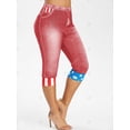 thumbnail image 2 of Más el tamaño de la bandera americana Imprimir recortada Jeggings 3D Rosegal Leggings de talla grande, 2 of 5