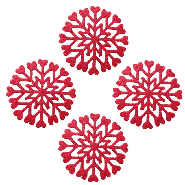 Toystoory Paquete de 4 posavasos de Navidad para el hogar, Bar, cafetería, decoración de de comedor, posavasos de copos de nieve, vajilla, Kits de decoración para fiestas