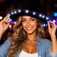 thumbnail image 6 of LED Light Up Cowboy Hat for Adults, Black Western Cowboy Hat With Feather Trim, Lighted Party Cowgirl Hat for Holiday Night Event, 6 of 6