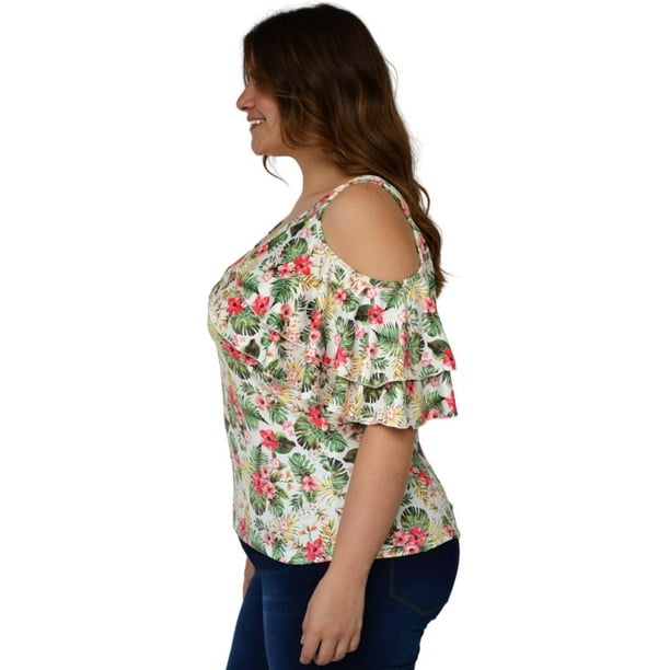 Blusa manga caida talla extra modelo 1732 Blanco blanco 36 Roman Fashion Blusa extra 1732 Walmart en linea