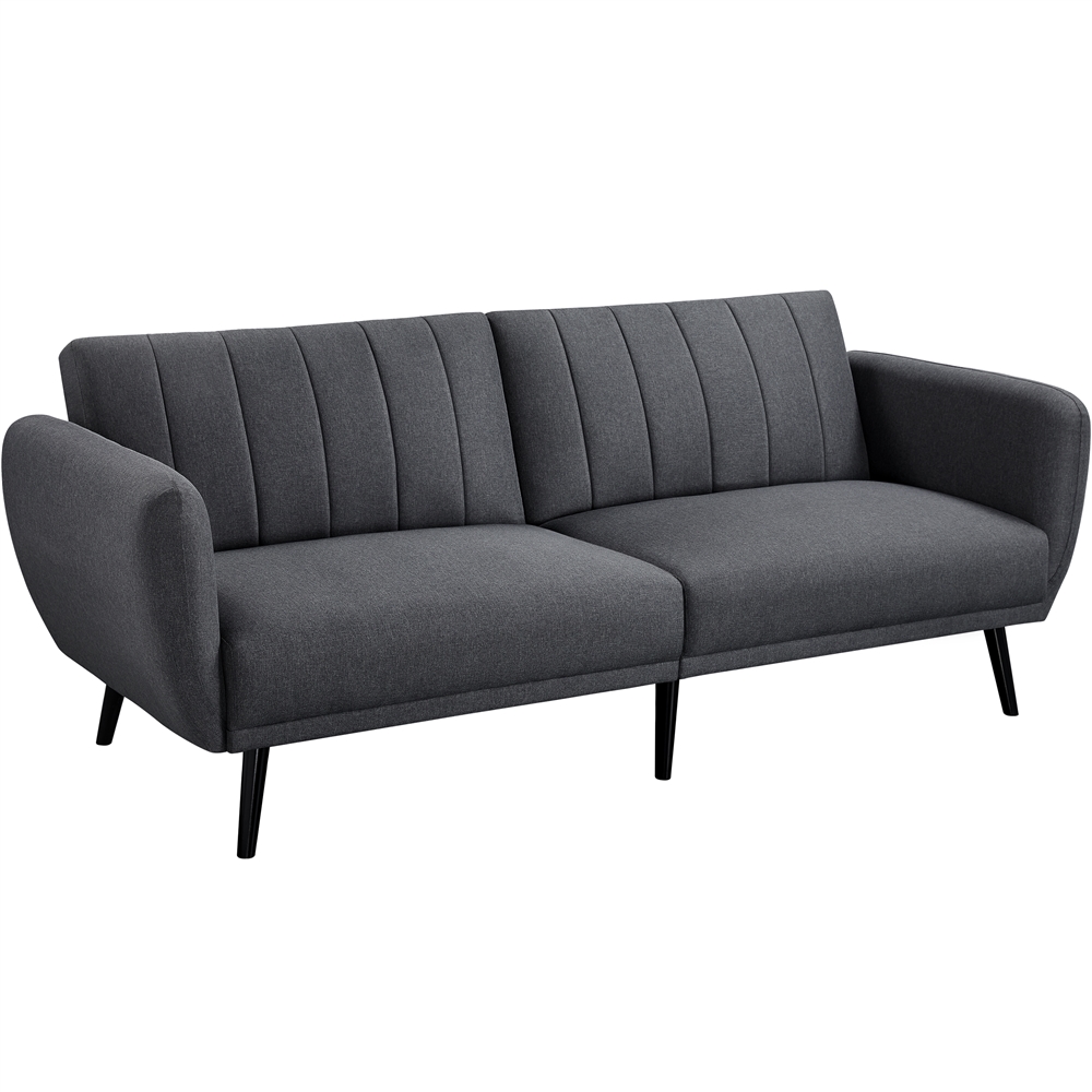 Alden Design Fabric Convertible Ribbed Futon Sofa Bed, Gray - image 3 of 11