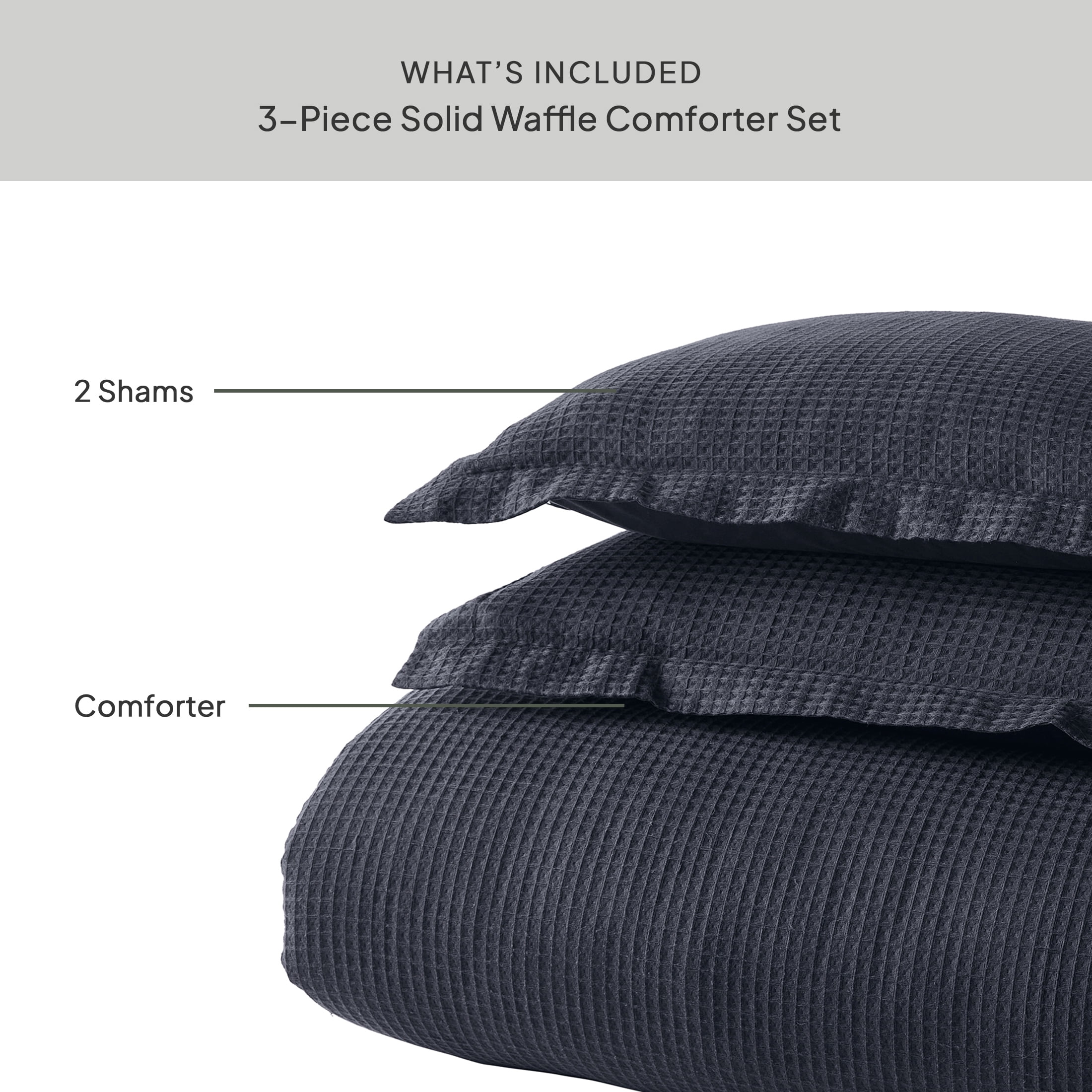 Better Homes & Gardens King Comforter Set, 3-Piece, All-Season, Grey Waffle