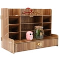 thumbnail image 4 of Wooden Desk Organizer, Multifunction Tabletop Storage Cabinet With Multiple Compartments For Office Accessory Stationery For Home Kitchen For Students Cherry Wood Color, 4 of 8