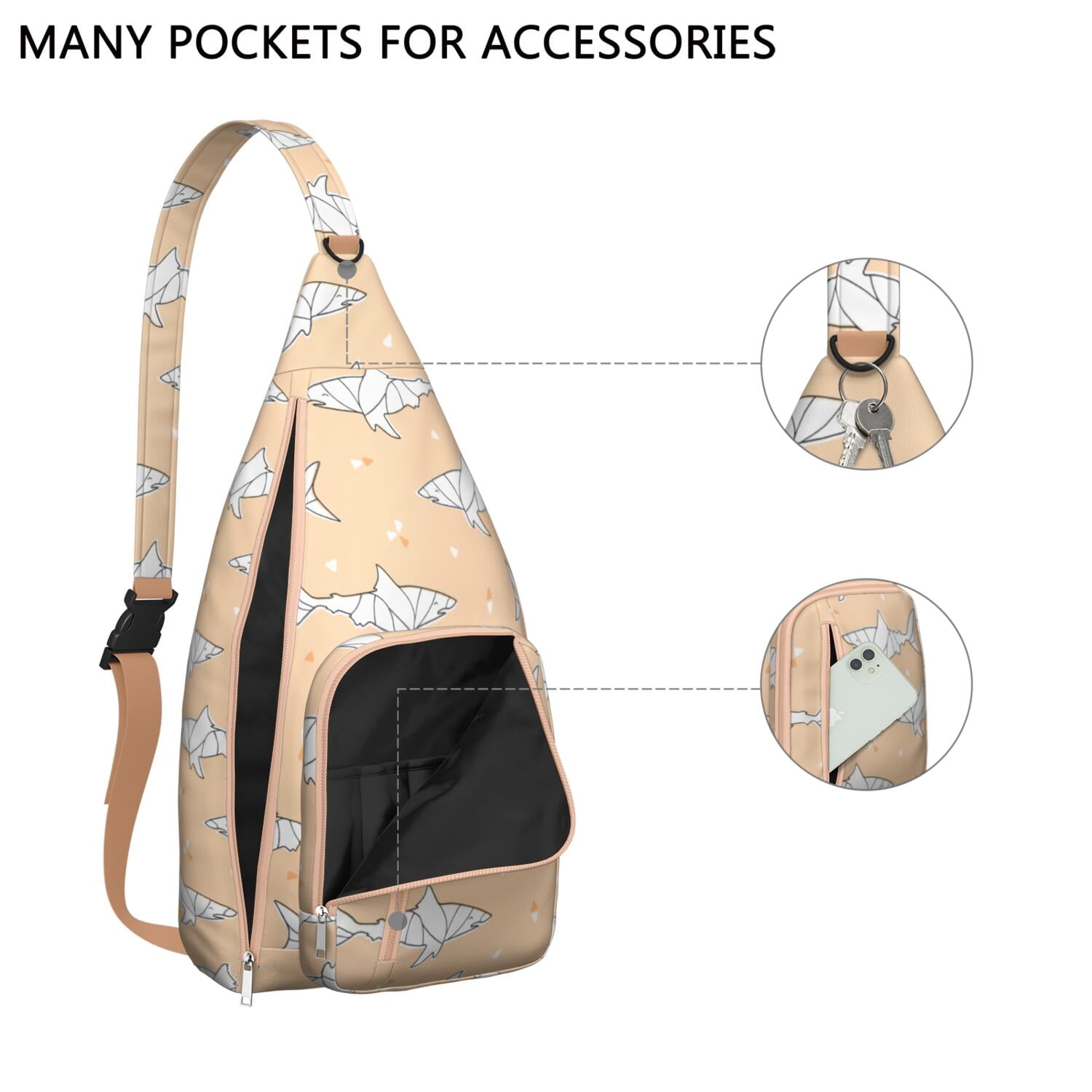 Mystical Sea Creature Sling Backpack&nbsp;- Shark & Dolphin Abstract Art Print (Ocean Lover Special)