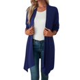thumbnail image 2 of Women'S Three-Quarter Sleeve Casual Open-Front Jacket, Fashionable Front-Opening Light Coat Blue M, 2 of 9