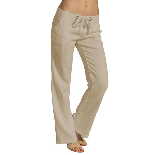Bellella Women Long Pants Solid Color Trousers Drawstring Bottoms