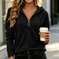 thumbnail image 4 of Pafei Tyugd Womens Quarter Zip Hoodie Casual Drawstring Sweatshirt Hoodies Soft Cozy Long Sleeve Pullover Tops Ladies Fall Fashion Clothing Black L, 4 of 7