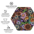 thumbnail image 3 of Honeii Vintage Floral print Leather Coaster Set of 4, ideal for safeguarding your furniture from drinks spills and effortless cleanup-Hexagon, 3 of 6