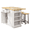 White, variant on ROGALIS 47"Kitchen Island with 2 Chair, Stationary Island Table with Power Outlet, USB Ports, Spice Rack, Trash Cabinet, and Foldable Drop Leaf for Home Bar or Dining Room,Black