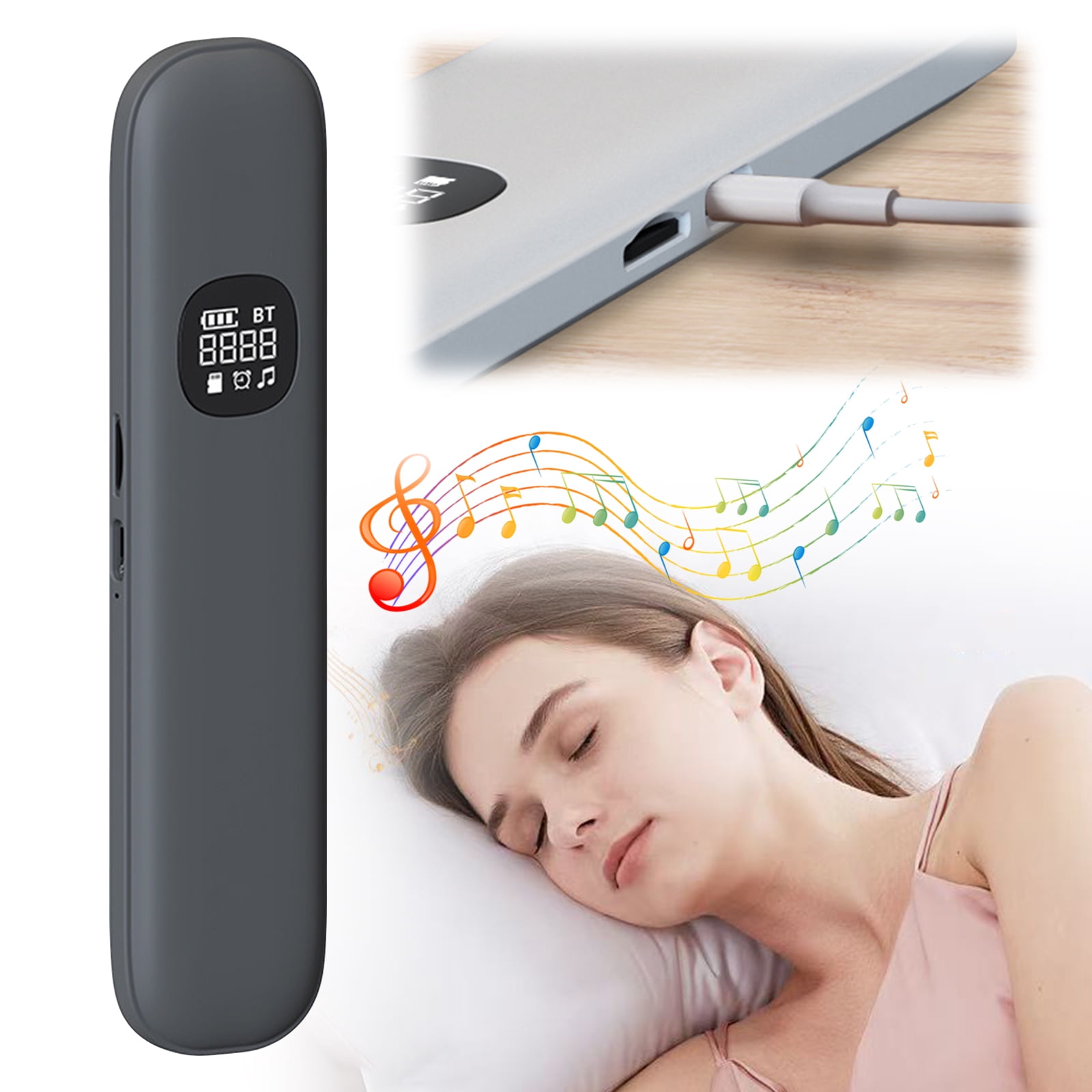 Sleep Speaker Under Pillow With 11 White Noises Timer & Tf Card Slot Wireless Bt Sleep Aid Bone Conduction Pillow Speaker For Side & Light Sleepers Bedside Listening (Grey)