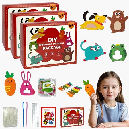 DIY Doll Sewing Toys Sew Fun Animals Kit Children s DIY Handcraft Sewing Fun Kits Beginner Sewing Kit for Kids Handmade Kids Sewing Crafts DIY Kits Kids 8-12 (3set)