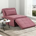 thumbnail image 2 of Ainfox Ottoman Chair Lounger Bed，4 in 1 Convertible Single Sofa Couch Futon Bed, 71''L x 34''W (Pink), 2 of 8